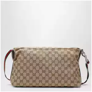 GUCCI Tag medium GG canvas crossbody bag in sand/brown
