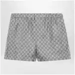 GUCCI Silk twill shorts with GG print in beige