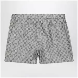 GUCCI Silk twill shorts with GG print in beige