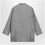 GUCCI Silk twill shirt with GG print in beige