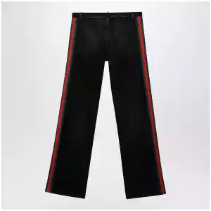GUCCI Low-rise cotton denim jeans with Web tape in black
