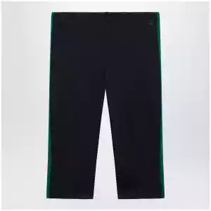 GUCCI Ribbed cotton jersey pants with Web, Blue Japan