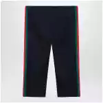 GUCCI Ribbed cotton jersey pants with Web, Blue Japan