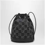 GUCCI Mini bucket bag with plaque in GG délavé denim, blue