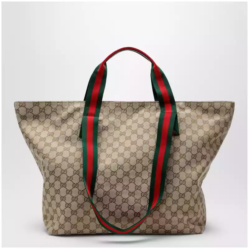 875929FAFV9_T_GUC-9653.a GUCCI Medium shopping bag in sand beige GG fabric