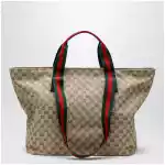 GUCCI Medium shopping bag in sand beige GG fabric
