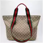 GUCCI Small shopping bag in sand beige GG fabric