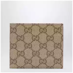 GUCCI Essence Classic bi-fold wallet in sand beige GG canvas