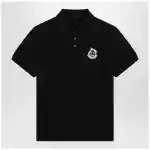 Moncler Black cotton piqué polo shirt with logo