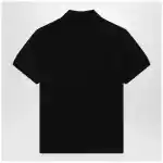 Moncler Black cotton piqué polo shirt with logo