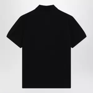 Moncler Black cotton piqué polo shirt with logo