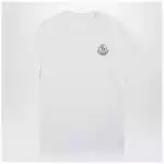 Moncler White cotton jersey T-shirt with logo patch