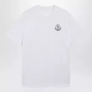 Moncler White cotton jersey T-shirt with logo patch