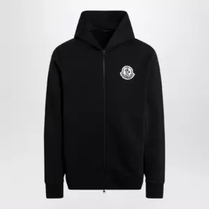 Moncler Black cotton hoodie with logo