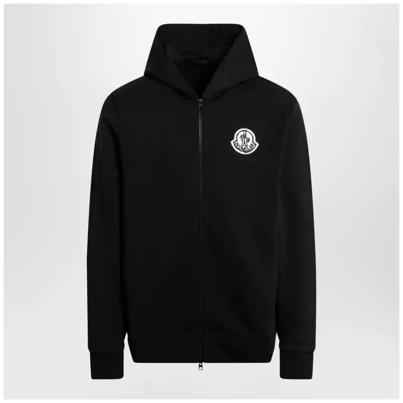 Moncler Black cotton hoodie with logo