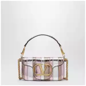 Valentino Garavani Small Locò shoulder bag in multicolour laminated elaphe leather