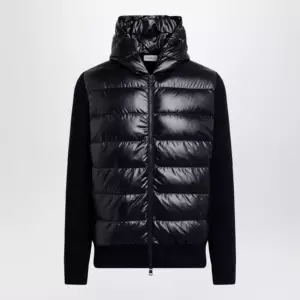 Moncler Blue padded wool zip-up hoodie