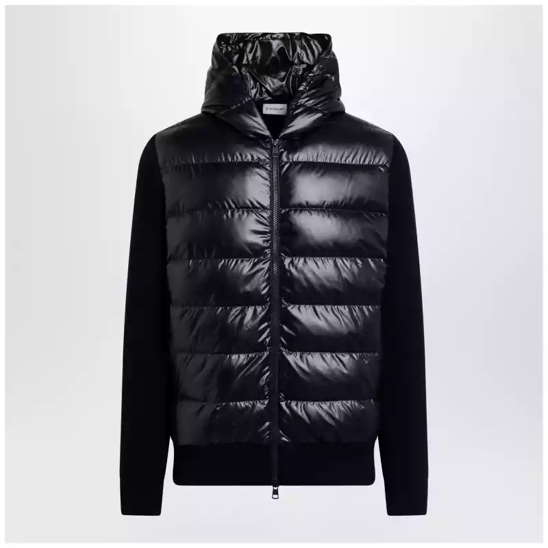 Moncler Blue padded wool zip-up hoodie