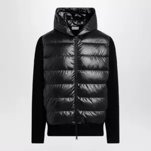 Moncler Black padded wool zip-up hoodie