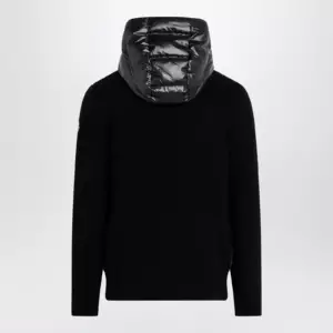 Moncler Black padded wool zip-up hoodie