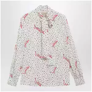 Valentino Vanilla silk shirt with logo print