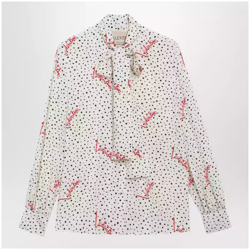 Valentino Vanilla silk shirt with logo print