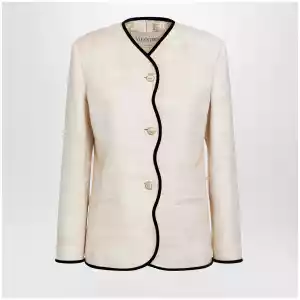 Valentino Milk-honey coloured silk and linen jacket