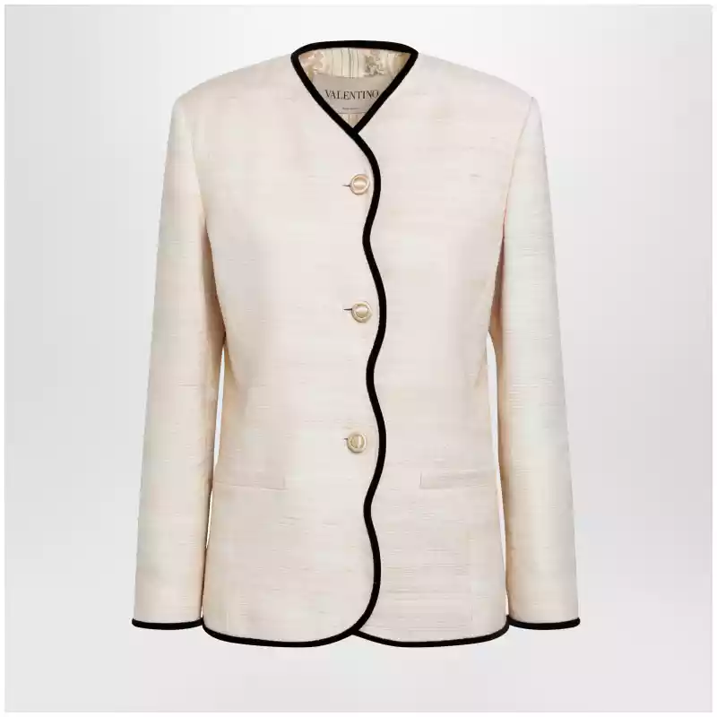 Valentino Milk-honey coloured silk and linen jacket