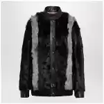 Valentino Black/Grey shearling and leather jacket