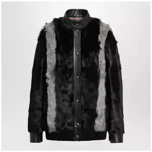 Valentino Black/Grey shearling and leather jacket