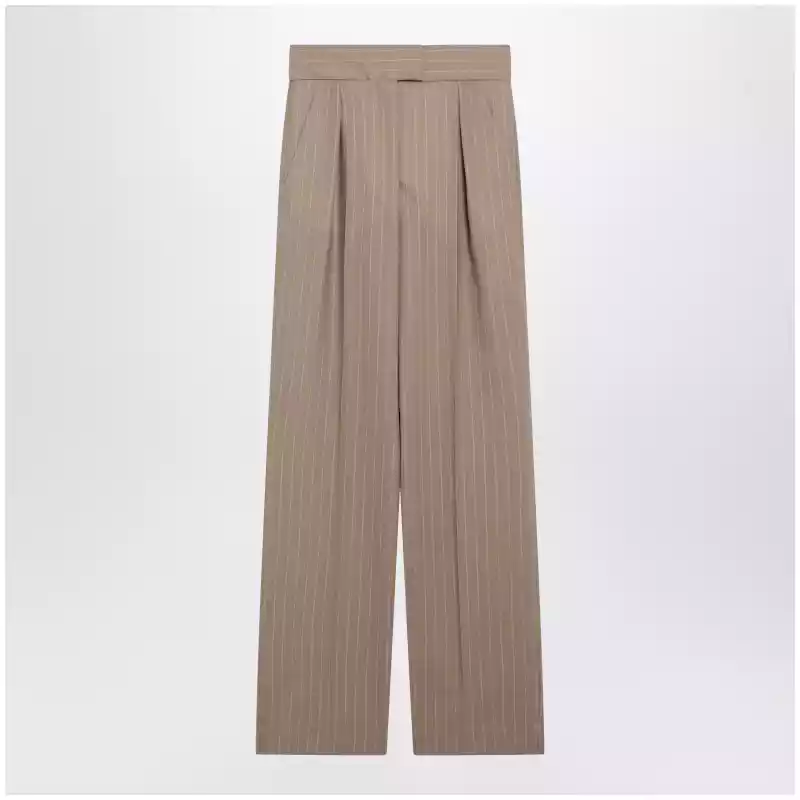 Valentino Mud-colored pinstripe wool trousers