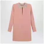 Valentino Pink silk short dress with embroidered bows
