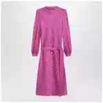 Valentino Fuchsia silk jacquard midi dress
