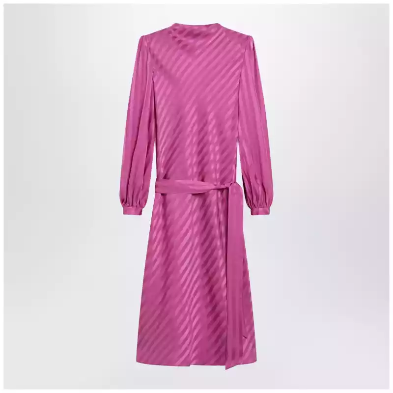 9B3VAL359JK_T_VALE-0M3.x Valentino Fuchsia silk jacquard midi dress
