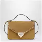 Valentino Garavani Rockstud Havana small crossbody bag in beige suede