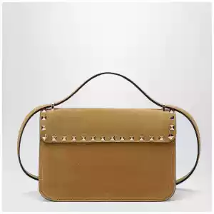 Valentino Garavani Rockstud Havana small crossbody bag in beige suede