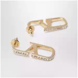 Valentino Garavani Gold-tone VLogo Signature earrings with Swarovski crystals