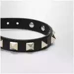 Valentino Garavani Black leather Rockstud bracelet with gold-tone studs