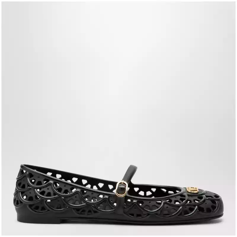 Valentino Garavani Black VLogo Signature rubber ballet flats
