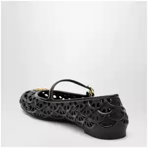 Valentino Garavani Black VLogo Signature rubber ballet flats