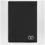 Valentino Garavani Black Vlogo grained leather card holder
