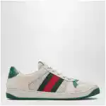 GUCCI Screener sneakers in white/green mesh and leather