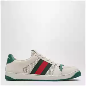 GUCCI Screener sneakers in white/green mesh and leather