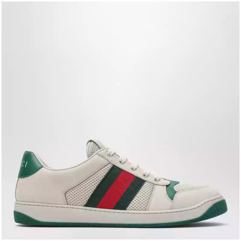 GUCCI Screener sneakers in white/green mesh and leather