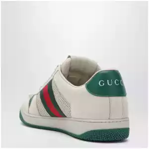 GUCCI Screener sneakers in white/green mesh and leather