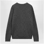 GUCCI Grey wool and silk cardigan with GG motif