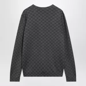 GUCCI Grey wool and silk cardigan with GG motif
