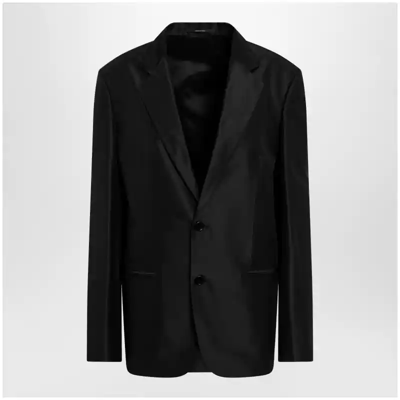 GUCCI Oversized fine silk faille jacket in black