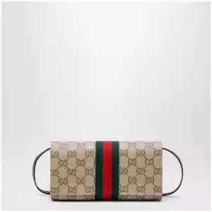 GUCCI Small pouch in GG canvas with Web stripe