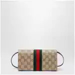 GUCCI Small pouch in GG canvas with Web stripe